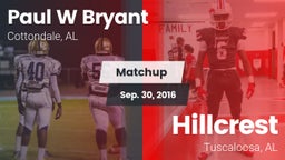 Matchup: Paul W Bryant vs. Hillcrest  2016