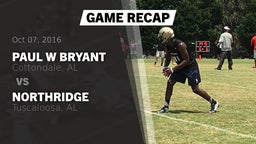 Recap: Paul W Bryant  vs. Northridge  2016