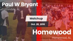 Matchup: Paul W Bryant vs. Homewood  2016