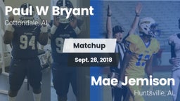Matchup: Paul W Bryant vs. Mae Jemison  2018