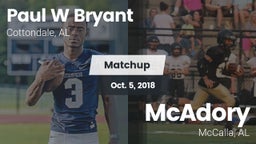 Matchup: Paul W Bryant vs. McAdory  2018