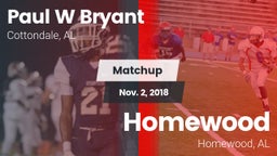 Matchup: Paul W Bryant vs. Homewood  2018