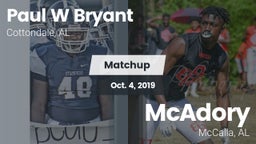 Matchup: Paul W Bryant vs. McAdory  2019