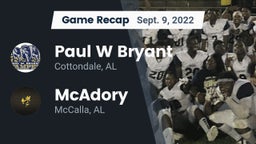 Recap: Paul W Bryant  vs. McAdory  2022