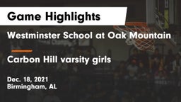 Westminster School at Oak Mountain  vs Carbon Hill varsity girls  Game Highlights - Dec. 18, 2021