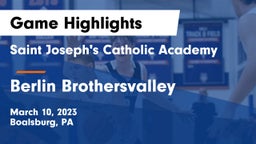 Saint Joseph's Catholic Academy vs Berlin Brothersvalley  Game Highlights - March 10, 2023