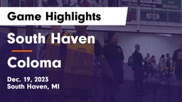 South Haven  vs Coloma  Game Highlights - Dec. 19, 2023