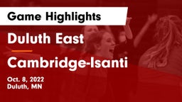 Duluth East  vs Cambridge-Isanti  Game Highlights - Oct. 8, 2022