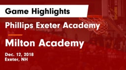 Phillips Exeter Academy  vs Milton Academy  Game Highlights - Dec. 12, 2018