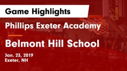 Phillips Exeter Academy  vs Belmont Hill School Game Highlights - Jan. 23, 2019