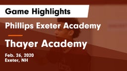 Phillips Exeter Academy  vs Thayer Academy  Game Highlights - Feb. 26, 2020