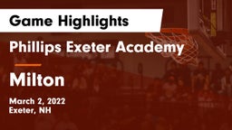 Phillips Exeter Academy  vs Milton  Game Highlights - March 2, 2022