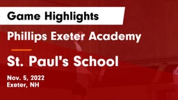Phillips Exeter Academy  vs St. Paul's School Game Highlights - Nov. 5, 2022