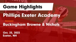 Phillips Exeter Academy vs Buckingham Browne & Nichols  Game Highlights - Oct. 25, 2023