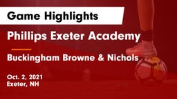 Phillips Exeter Academy  vs Buckingham Browne & Nichols  Game Highlights - Oct. 2, 2021