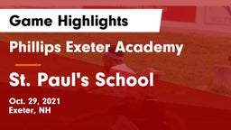 Phillips Exeter Academy  vs St. Paul's School Game Highlights - Oct. 29, 2021