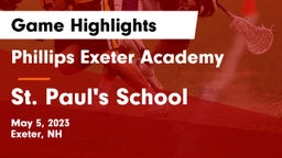 Phillips Exeter Academy  vs St. Paul's School Game Highlights - May 5, 2023