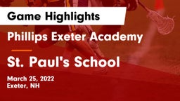 Phillips Exeter Academy  vs St. Paul's School Game Highlights - March 25, 2022