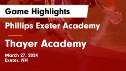 Phillips Exeter Academy vs Thayer Academy  Game Highlights - March 27, 2024