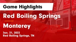 Red Boiling Springs  vs Monterey  Game Highlights - Jan. 21, 2022