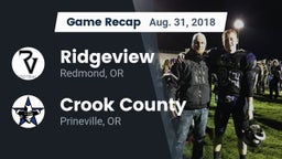 Recap: Ridgeview  vs. Crook County  2018