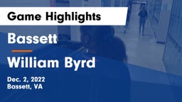 Bassett  vs William Byrd  Game Highlights - Dec. 2, 2022