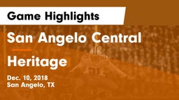 San Angelo Central  vs Heritage  Game Highlights - Dec. 10, 2018