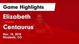Elizabeth  vs Centaurus  Game Highlights - Dec. 18, 2018