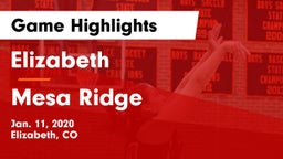 Elizabeth  vs Mesa Ridge  Game Highlights - Jan. 11, 2020