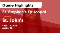 St. Stephen's Episcopal  vs St. John's  Game Highlights - Sept. 10, 2022