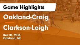 Oakland-Craig  vs Clarkson-Leigh  Game Highlights - Dec 06, 2016