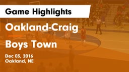 Oakland-Craig  vs Boys Town  Game Highlights - Dec 03, 2016