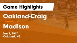 Oakland-Craig  vs Madison  Game Highlights - Jan 3, 2017