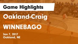 Oakland-Craig  vs WINNEBAGO Game Highlights - Jan 7, 2017