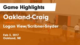 Oakland-Craig  vs Logan View/Scribner-Snyder Game Highlights - Feb 3, 2017