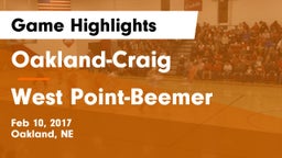 Oakland-Craig  vs West Point-Beemer  Game Highlights - Feb 10, 2017