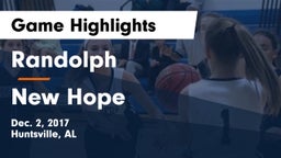 Randolph  vs New Hope Game Highlights - Dec. 2, 2017