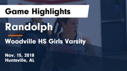 Randolph  vs Woodville HS Girls Varsity Game Highlights - Nov. 15, 2018