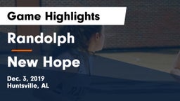 Randolph  vs New Hope  Game Highlights - Dec. 3, 2019