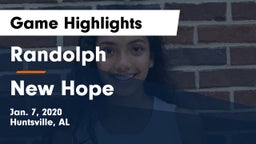 Randolph  vs New Hope  Game Highlights - Jan. 7, 2020