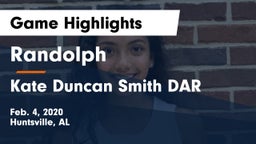 Randolph  vs Kate Duncan Smith DAR  Game Highlights - Feb. 4, 2020
