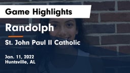 Randolph  vs St. John Paul II Catholic  Game Highlights - Jan. 11, 2022