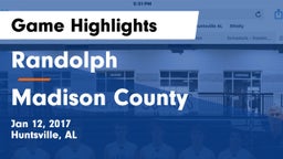 Randolph  vs Madison County  Game Highlights - Jan 12, 2017
