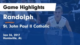 Randolph  vs St. John Paul II Catholic  Game Highlights - Jan 26, 2017