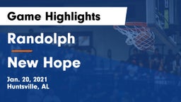 Randolph  vs New Hope  Game Highlights - Jan. 20, 2021