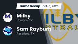 Recap: Milby  vs. Sam Rayburn  2020