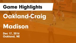 Oakland-Craig  vs Madison  Game Highlights - Dec 17, 2016