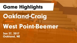 Oakland-Craig  vs West Point-Beemer  Game Highlights - Jan 27, 2017