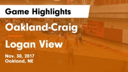 Oakland-Craig  vs Logan View  Game Highlights - Nov. 30, 2017
