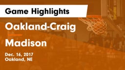 Oakland-Craig  vs Madison  Game Highlights - Dec. 16, 2017